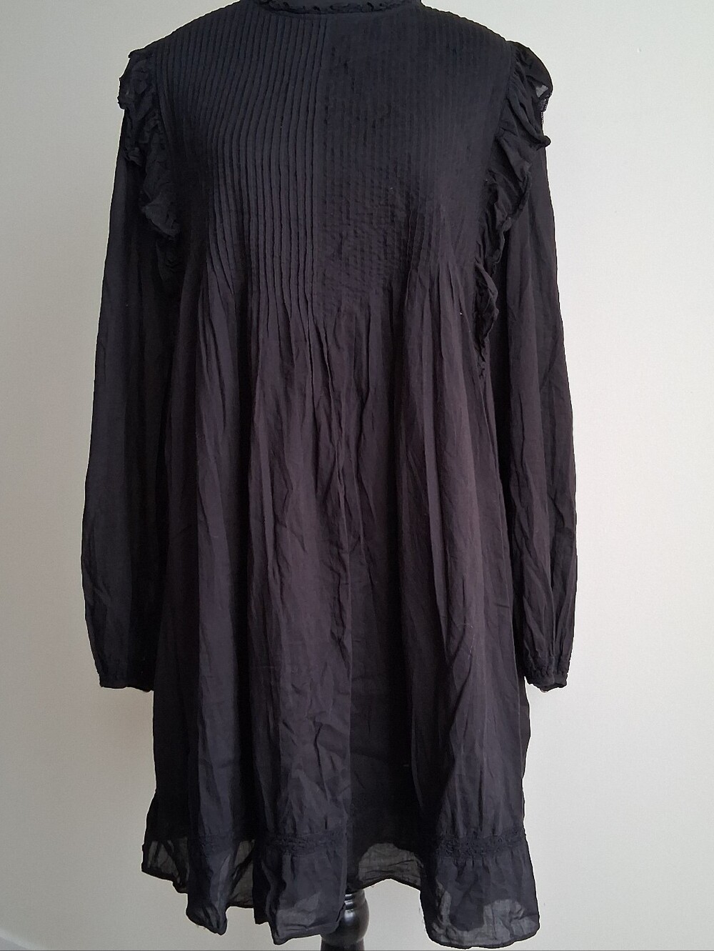 Aritzia Wilfred La Boheme Elie Broderie Cotton Lace Eyelet Dress Black Large - Picture 6 of 12